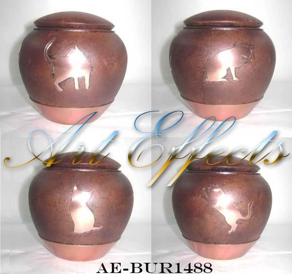 Manufacturers Exporters and Wholesale Suppliers of Leather Brown Finish Solid Brass Silhouette Cats Urn Mumbai, Maharashtra